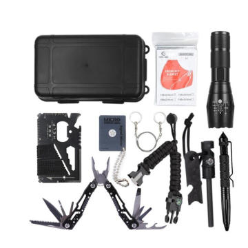 New 10 in 1 Camping Survival Gear Kit,Outdoor EDC SOS Tools Survival Kit with Tactical Pen Plier Fire starter Signal mirror